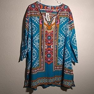 Ladies' Highness Tunic Blouse w/Tie Neckline 1x